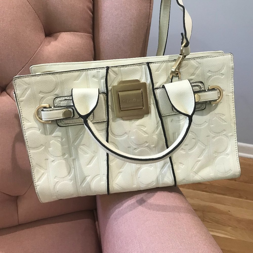 Authentic Calvin Klein Monogram White Shoulder Bag - image 6